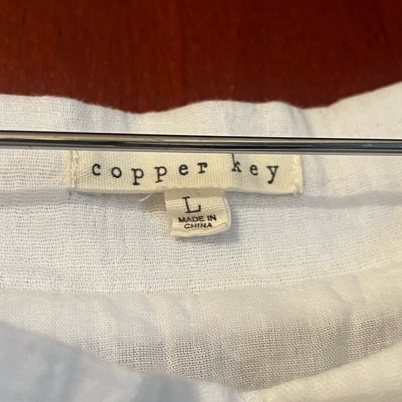 Copper Key A Line Dress White Linen and Cotton Size Large Pockets Lined - Picture 8 of 10